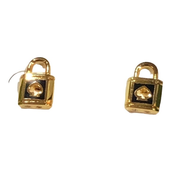 Kate Spade New York Gold Lock and Spade Studs Earrings with box & dust bag new - Picture 7 of 15
